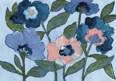 Blaue und Pfirsichfarbene Blüten von Nikita Jariwala