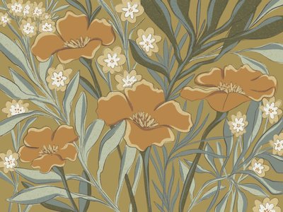 Stilisierte Orange Blüten von Nikita Jariwala