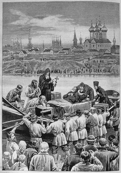 Der Tod des Patriarchen Nikon am Kotorosl-Fluss in Tropino von Nikolai Dmitrievich Dmitriev Orenburgsky