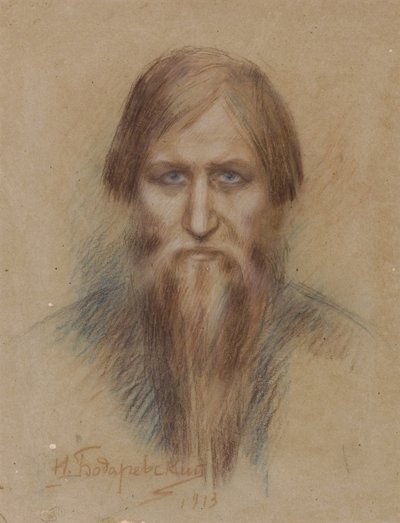 Porträt des russischen Mystikers Grigory Rasputin 1869-1916, 1913 von Nikolai Kornilovich Bodarevsky