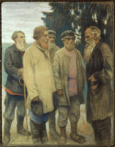 Leo Tolstoj mit Bauern von Nikolai P. Bogdanow Bjelski