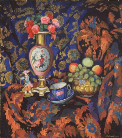 Stillleben mit Porzellan und Blumen, 1913 von Nikolai Semyonovich Zaytsev