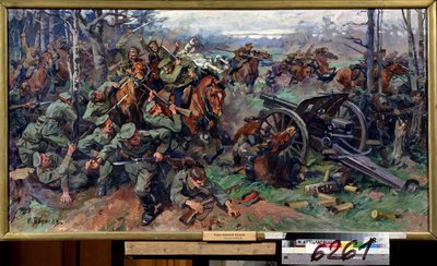 Die russische Kavallerie greift die deutsche Artillerie 1915 an von Nikolay Yakovlevich Borisov