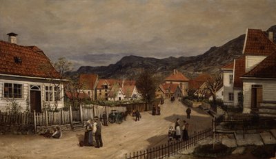 Stadtstraße mit Alltagsleben von Nils Andreas Johannesen