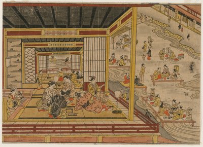 Teehaus am Kamo-Fluss in Kyoto, 1740er Jahre von Nishimura Shigenaga