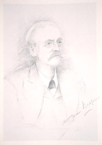Porträt von Sir Arthur James Balfour aus einem Album zur Entente Cordiale von Noel Dorville