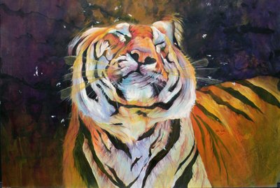 Tiger (Kopf schüttelnd) 1996 von Odile Kidd