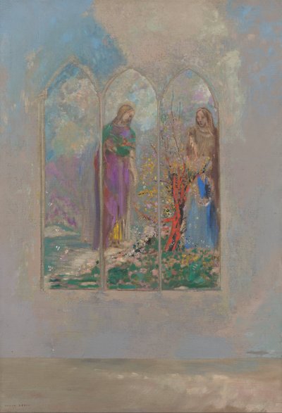 Andacht bei einem roten Busch von Odilon Redon