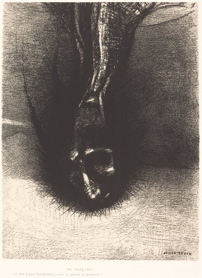 Les Sciapodes: Der Kopf so tief wie möglich, das ist das Geheimnis des Glücks! von Odilon Redon