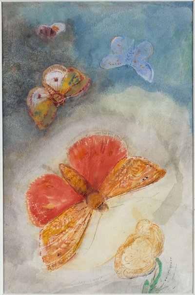 Schmetterlinge und Blume von Odilon Redon