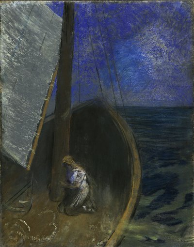 Heilige Frau in einem Boot von Odilon Redon