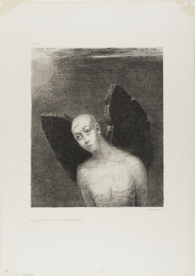 Der verlorene Engel öffnete dann schwarze Flügel, aus Nacht von Odilon Redon