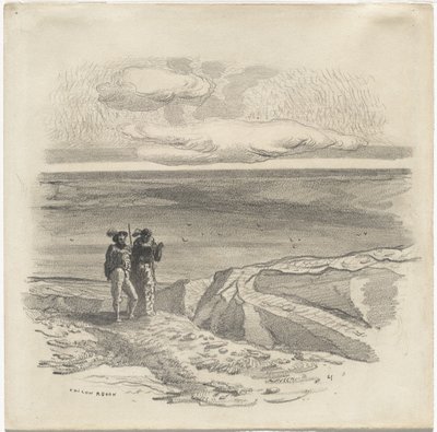 Zwei Figuren in einer Landschaft von Odilon Redon