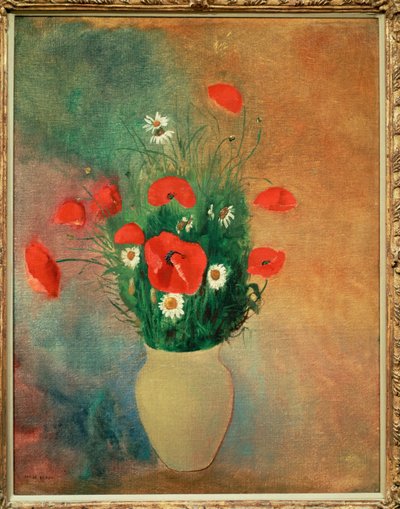 Vase mit roten Mohnblumen von Odilon Redon