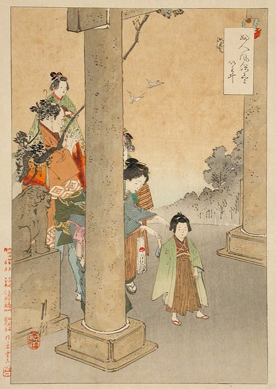 Neujahrs-Schreinbesuch von Ogata Gekko