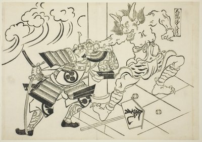 Der Dämon Shutendoji vom Berg Oe (Oeyama Shutendoji), aus der Serie "Berühmte Szenen aus japanischen Puppenspielen (Yamato irotake)" von Okumura Masanobu