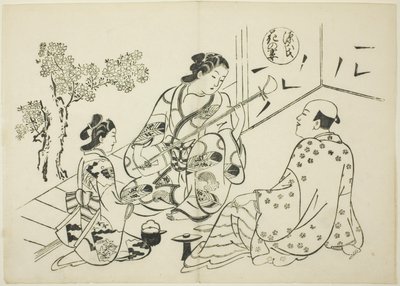 Das Kapitel Hana-no-en aus "Die Geschichte von Genji" (Genji Hana-no-en), aus einer Serie von Genji-Parodien von Okumura Masanobu