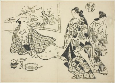 Das Kiritsubo-Kapitel aus "Die Geschichte von Genji" (Genji Kiritsubo), aus einer Serie von Genji-Parodien von Okumura Masanobu