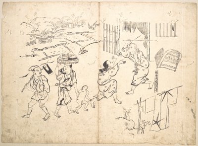 Frau verfolgt Spatz von Okumura Masanobu