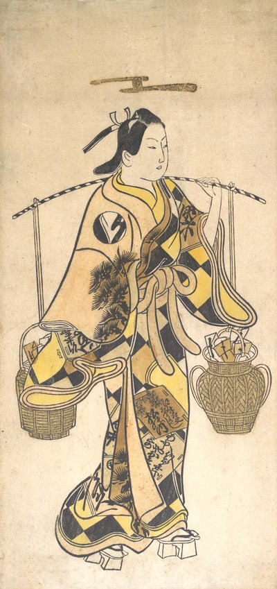 Ein junger Mann als Verkäufer von Liebesprophezeiungen, ca. 1730er Jahre von Okumura Toshinobu.