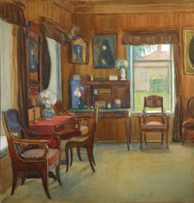 Innenraum im Haus im Dorf Chegodayevo, 1900er Jahre von Olga Nikolayevna Korovina