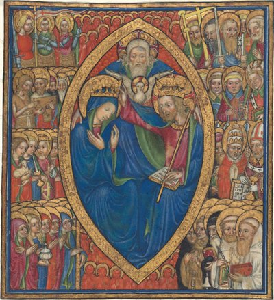 Krönung der Jungfrau mit der Dreifaltigkeit und Heiligen von Olivetan Master