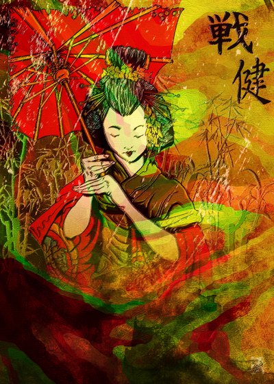 Japanischer Schirm Geisha von Osvaldo Russo