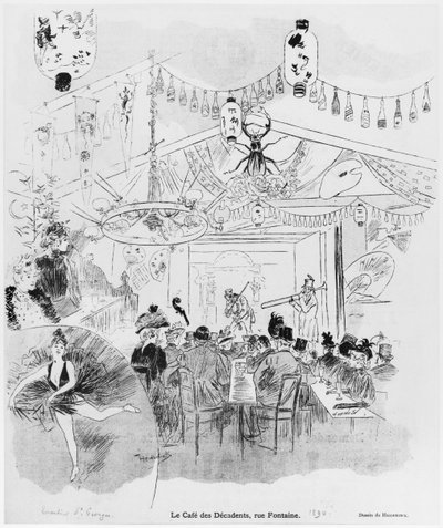 Cafe des Decadents, 16bis rue Fontaine, Paris, 1890 von Oswald Heidbrinck