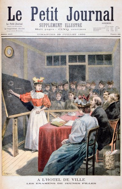 Junge Mädchen machen Prüfungen in einem Rathaus, Frankreich, 1895 von Oswaldo Tofani