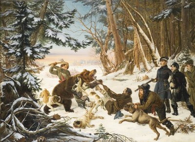 Alexander II (Kaiser von Russland) - Der Zarewitsch Alexander Nikolajewitsch auf Bärenjagd am Stadtrand von Moskau von Otto Grashof