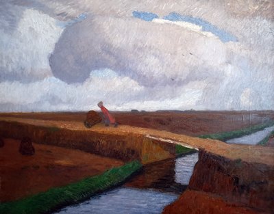 Herbstlandschaft an der Nordseeküste mit Kanal von Otto Modersohn