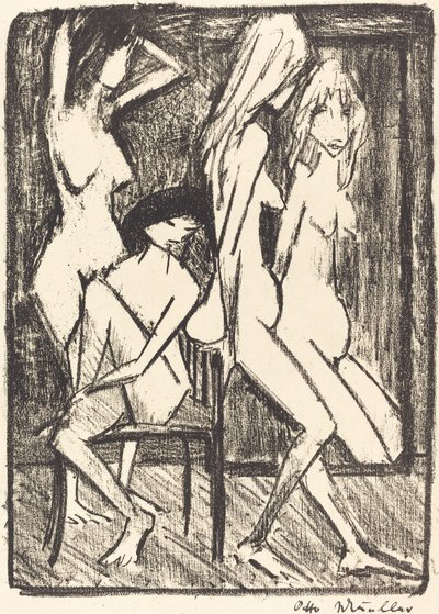Drei Mädchen vor dem Spiegel von Otto Müller