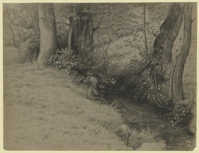 Bachlandschaft mit Jungen von Otto Scholderer