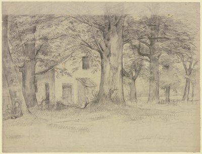 Haus hinter Bäumen von Otto Scholderer