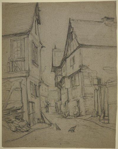 Dorfstraße in Kronberg von Otto Scholderer