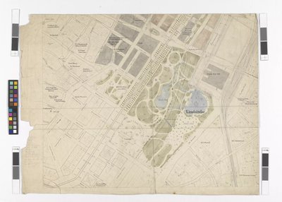 Generalregulierungsplan: Kartenblatt Ausschnitt östlicher Teil der Inneren Stadt und der Ringstraße, Stadtpark und Zentralmarkthalle von Otto Wagner