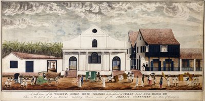 Eine Südansicht des Wesleyanischen Missionshauses, Colombo auf der Insel Ceylon, errichtet Anno Domini 1816 von P. van Houten