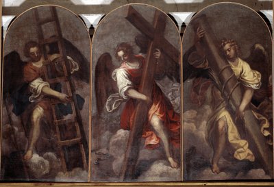 Engel halten die Werkzeuge der Passion von Palma Il Giovane