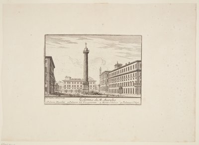Colonna di M. Aurelio. 1. Palazzo Niccolini. 2. Palazzo del Vicegerente. 3. Monte Citorio. 4. Palazzo Chigi von Paolo Anesi