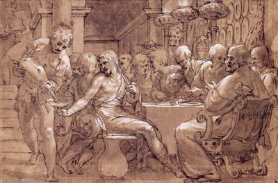 Das Abendmahl des Heiligen Gregor, Zeichnung von Paolo Farinati, Italien von Paolo Farinati