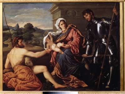 Madonna mit Kind, Johannes dem Täufer und Georg von Paris Bordone