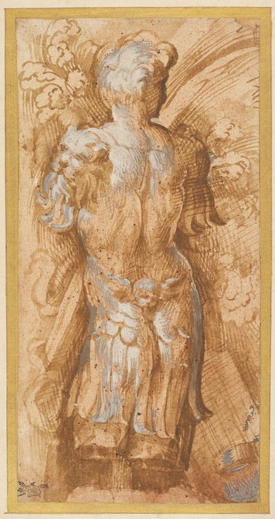 Männlicher Torso in Rüstung von hinten gesehen: Studie für Soffit-Dekoration in San Giovanni Evangelista von Parmigianino