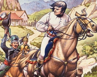 Napoleon entkommt knapp mit einer österreichischen Kavalleriepatrouille dicht auf den Fersen von Pat (1907-95) Nicolle