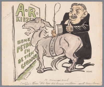 Colijn mit dem antirevolutionären Wähler als Esel von Patricq Kroon (signed by artist)