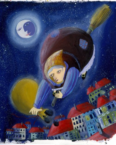 Die „Befana“ auf ihrem Besen - Illustration von Patrizia La Porta von Patrizia La Porta