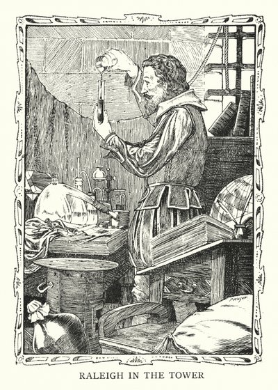 Sir Walter Raleigh im Tower of London von Patten (after) Wilson