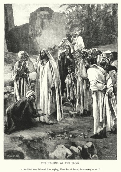 Die Heilung des Blinden (Gravur) von Paul Alexander Alfred Leroy