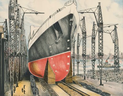 Ein Liner wird in einer Clyde-Werft zu Wasser gelassen von Paul B. Mann