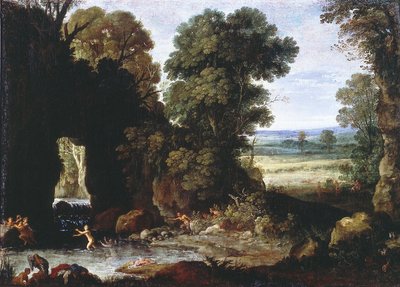 Waldlandschaft mit Nymphen und Satyrn von Paul Bril