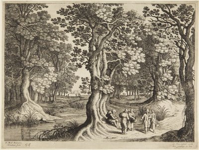 Wald mit fünf Personen von Paul Bril